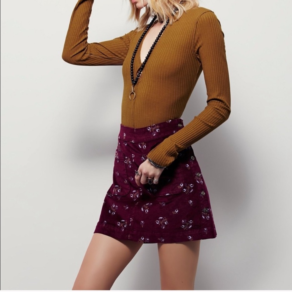 Free People Good Times velvet mini skirt